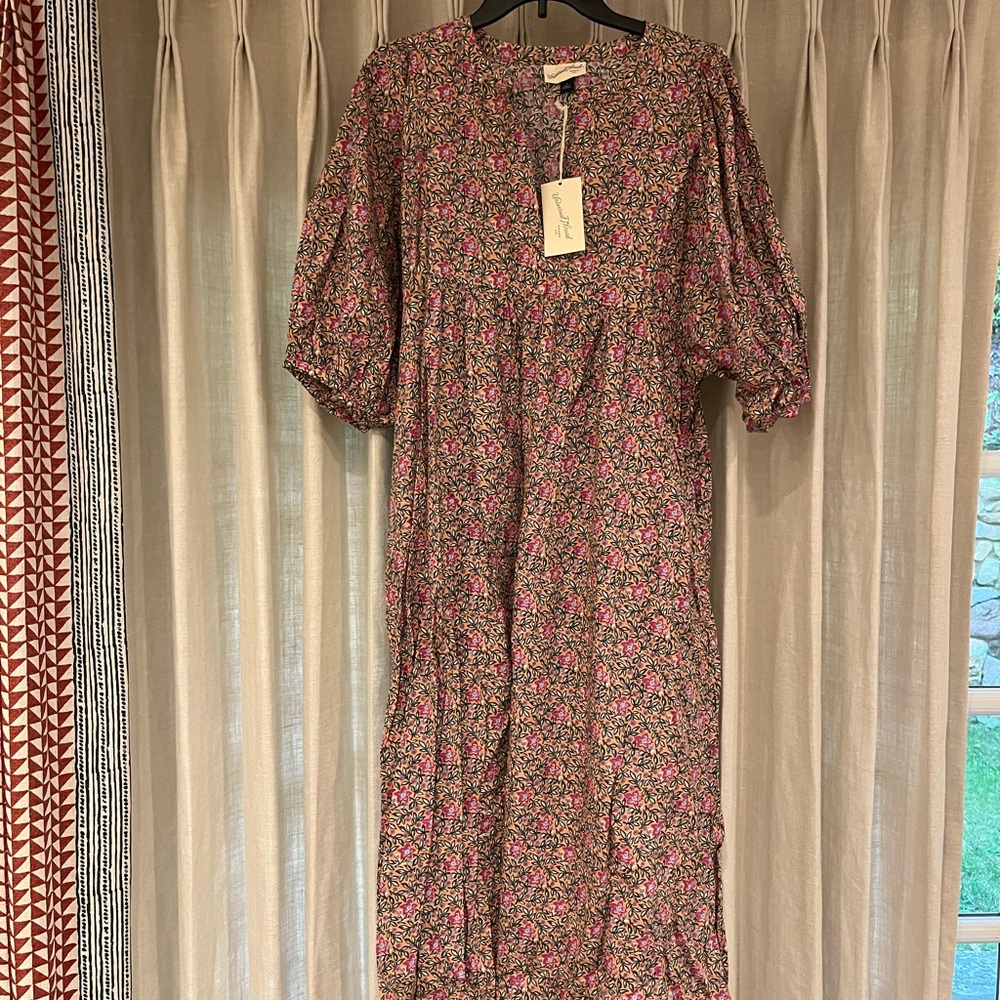 Universal Thread Floral Long Sleeve Dress - Pink and Black